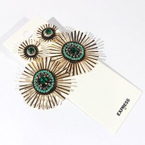 Express Gold and Green Statement Necklace